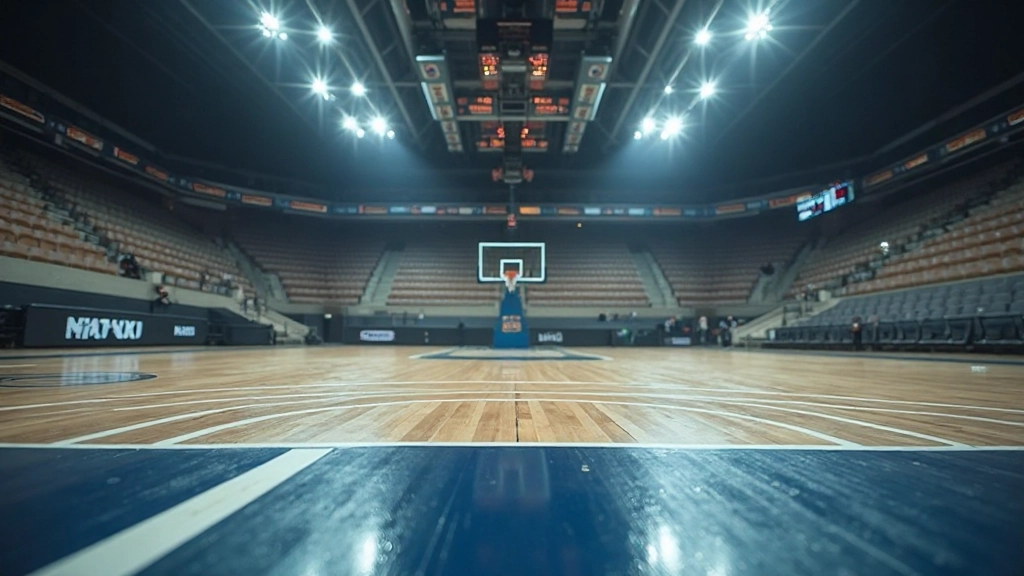 قياس مسافة الرمية الثلاث من خط النهاية على ملعب كرة السلة الرسمي