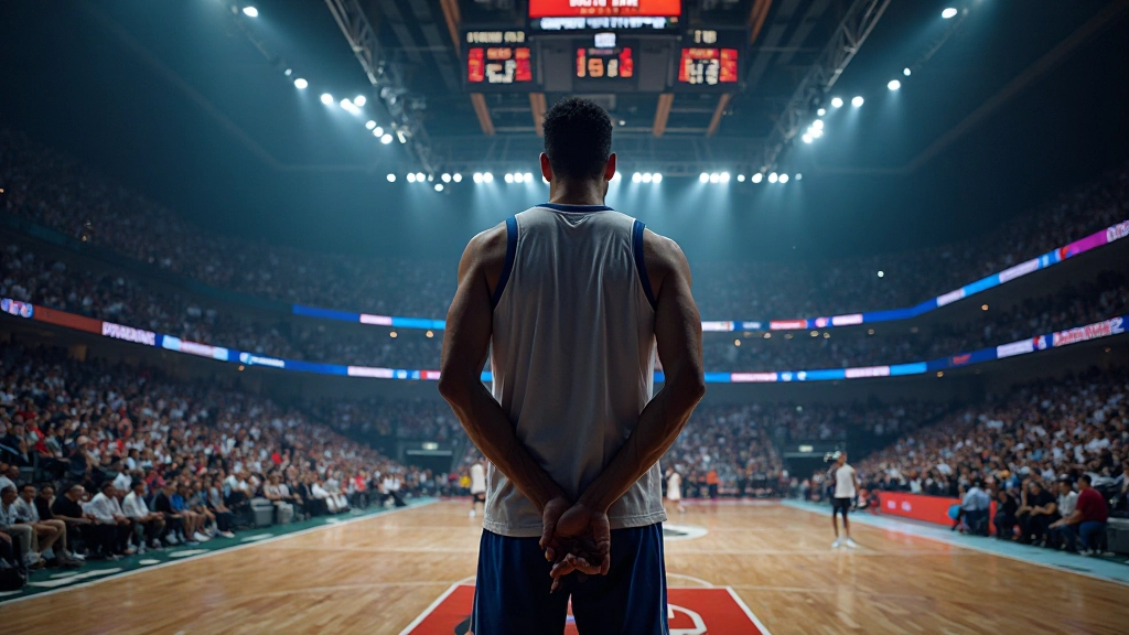 ملعب بطولة كرة سلة دولية حديث مع جماهير