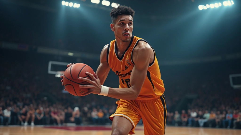 لاعب كرة سلة محترف يقوم بحركة تقنية أثناء المباراة